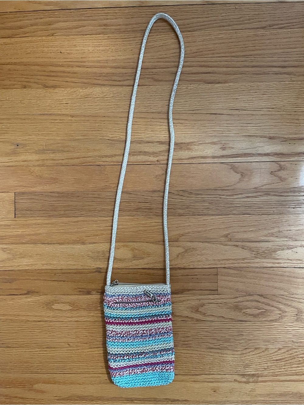 The Sak Multicolor Crochet Crossbody Bag - Blue, Pink, Cream